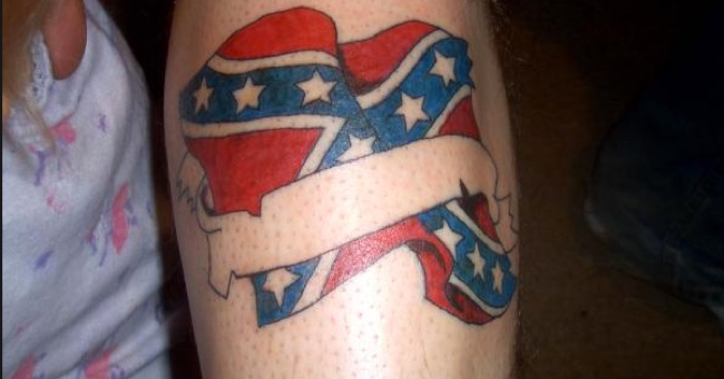 confederate flag waving tattoo