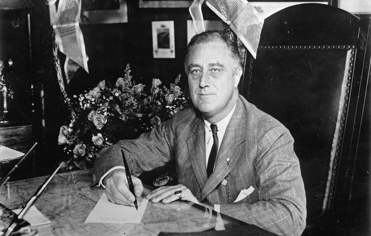 Frankl D. Roosevelt; president of the United States of America. Photograph. November 9th 1932. (Photo by Imagno/Getty Images) Franklin D. Roosevelt; Präsident der USA. Photographie. 9.11.1932. (Getty Images)