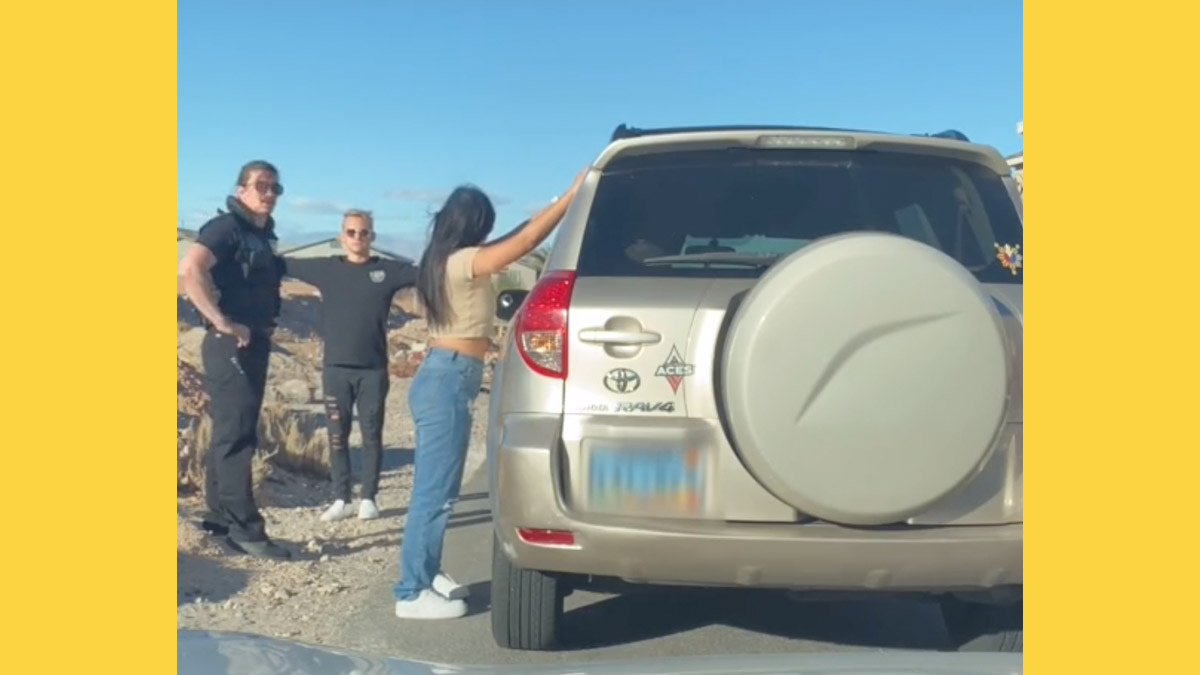 A video showed a cop with a ponytail catch his wife cheating on him during a traffic stop.